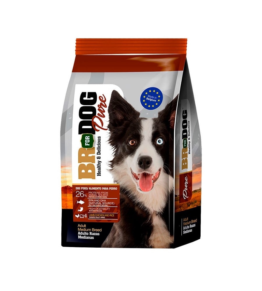 BR FOR DOG PURE ADULTO RAZA MEDIANA CORDERO, POLLO Y ARROZ X 1 KG